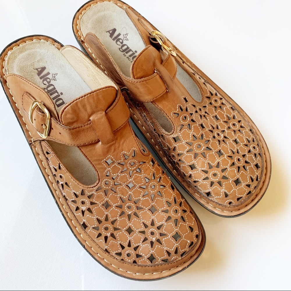 Alegria Mule Clogs Dusty Breezy Cognac Sz 10.5 EUC